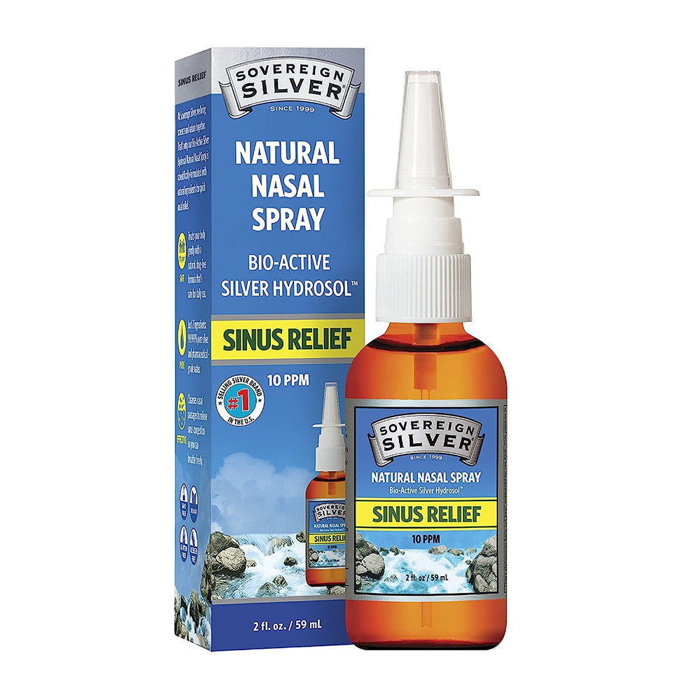 Sovereign Silver Bio Active Silver Hydrosol Sinus Relief Spary 10 PPm, 2 Oz